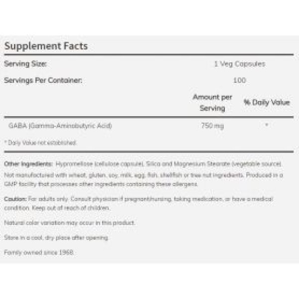 NOW Foods - GABA 750mg 100 caps Now foods